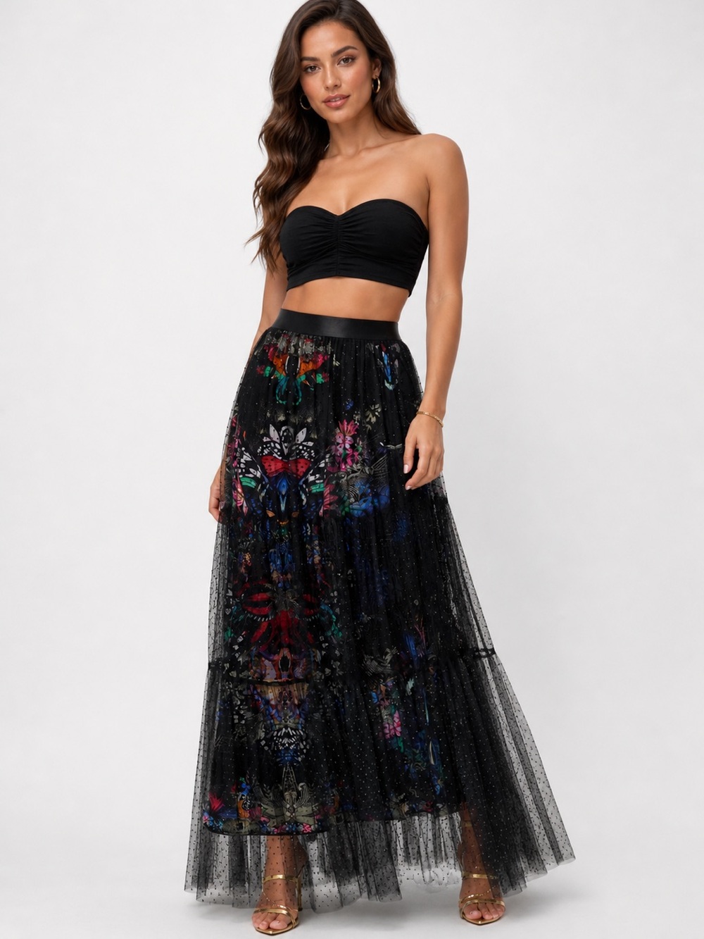Camilla Waistband Ruffle Hem butterfly Skirt